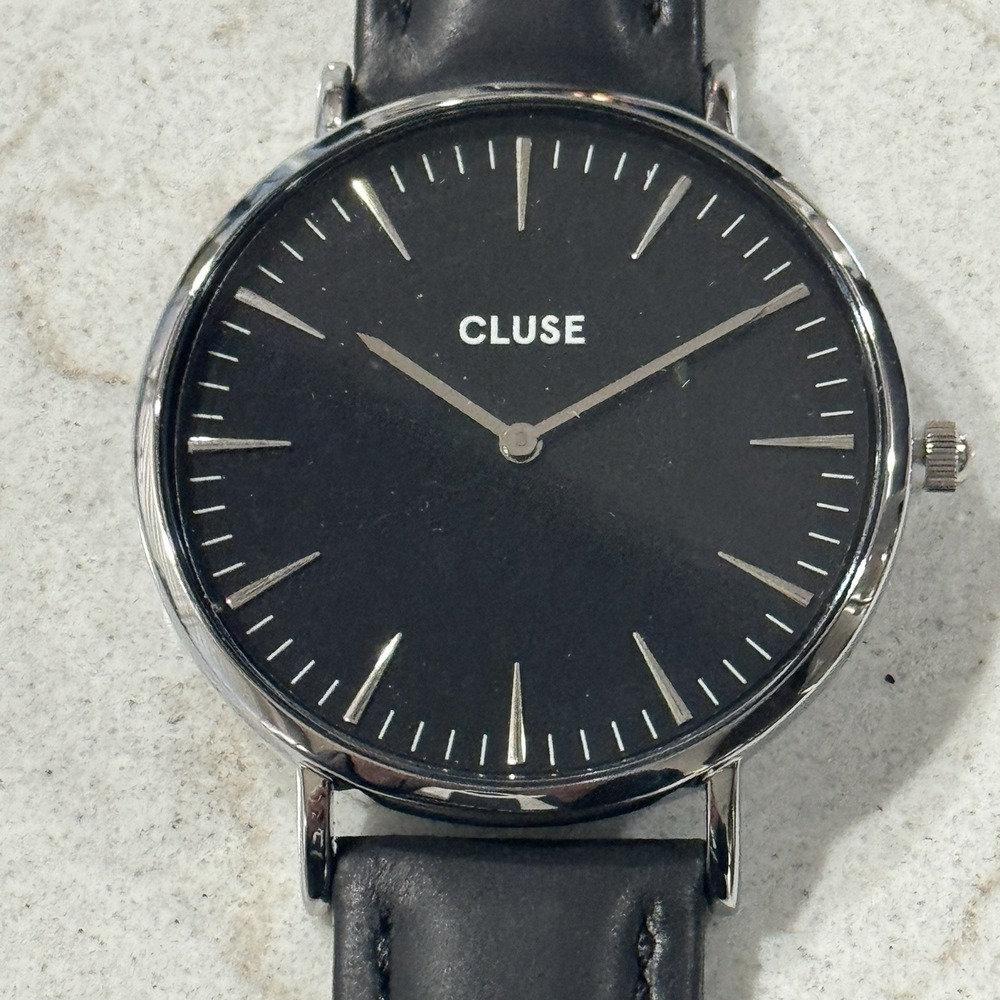 Cluse La Boheme Chic Silver Black Watch Women's New Leather Band